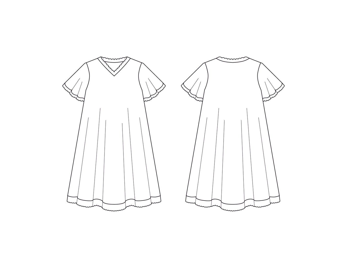 Flora Flutter Sleeve Nightgown Pattern - Digital Download (PDF)