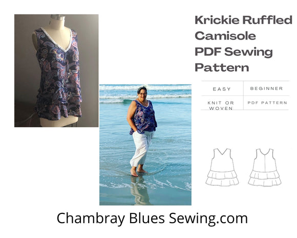 Krickie Ruffled Camisole Top Paper Sewing Pattern