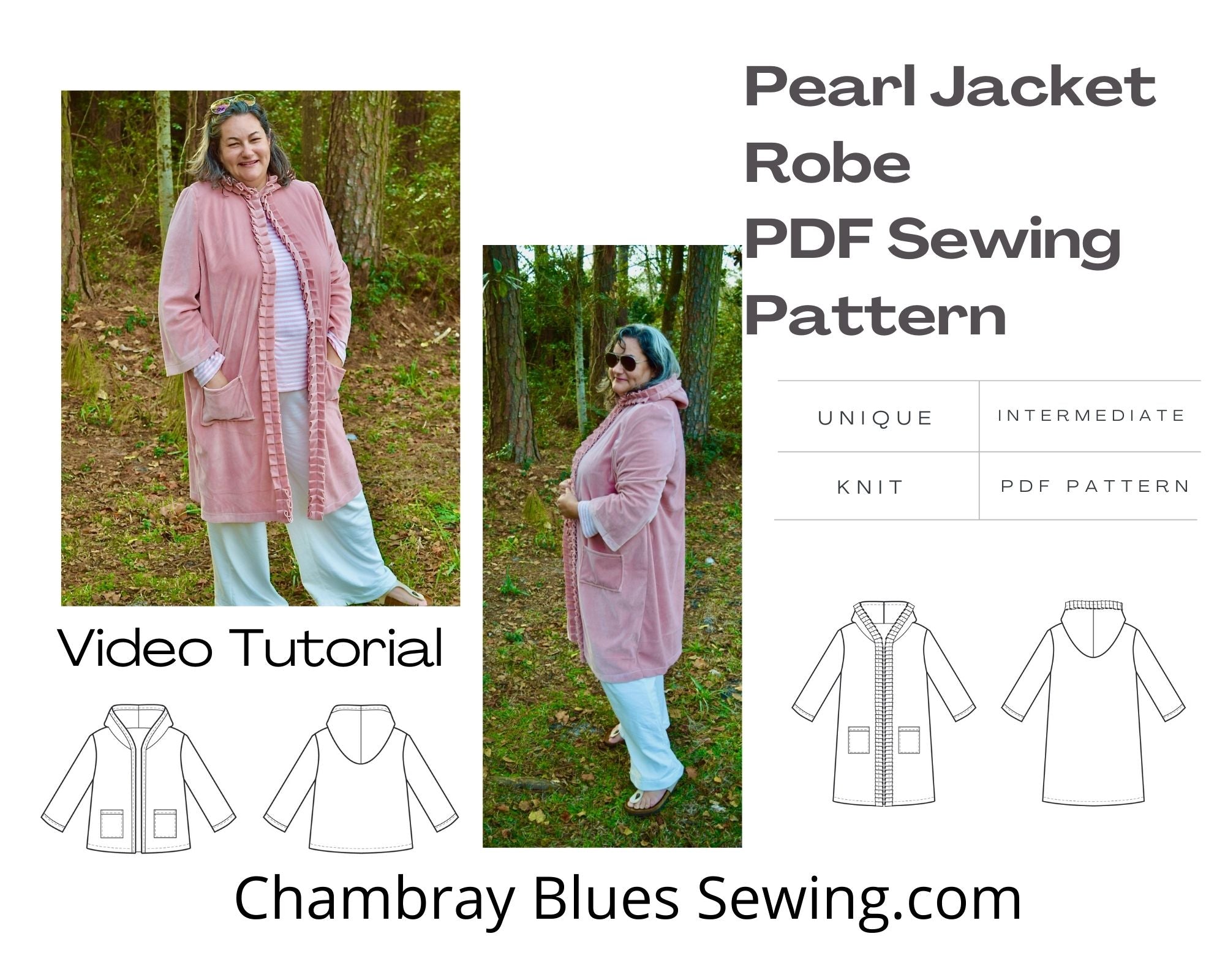 Pearl Jacket Robe PDF Sewing Pattern – Chambray Blues