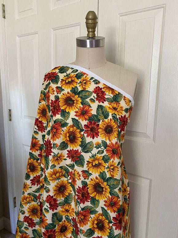 Cotton Poplin Sunflower Print Fabric